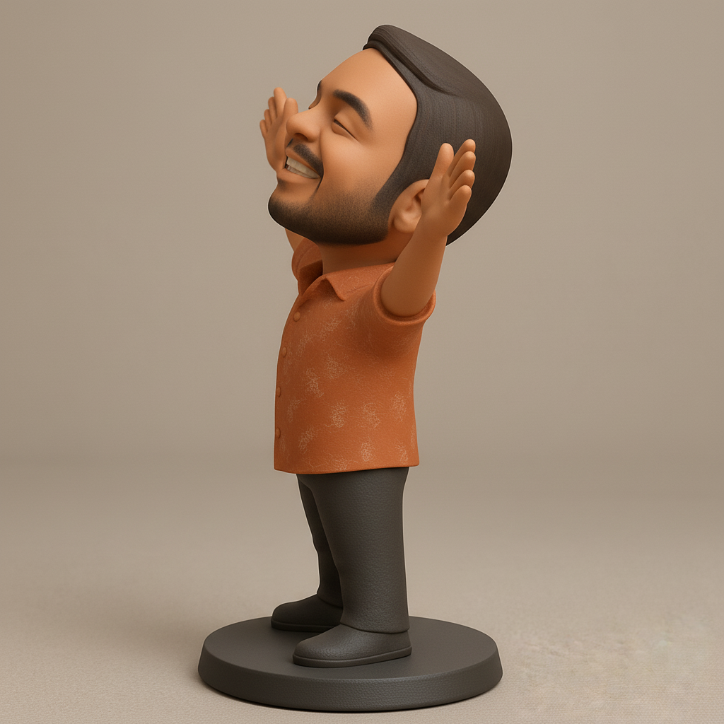 face anatomy 3d model-create 3d face model from photo_Joyful Man Figurine: Celebrate Success with a Smile!