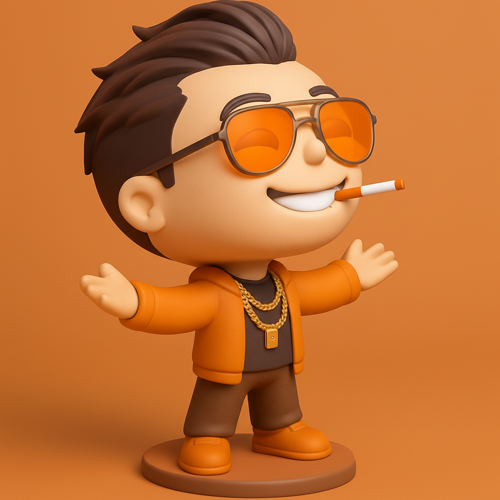 face to 3d model ai-3D portrait printing from photo_Swagger Chibi Figurine: Shades & Gold Chain