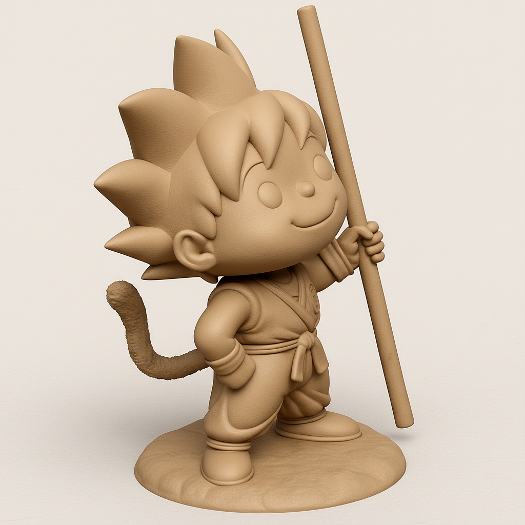 face to 3d model ai-3D portrait printing from photo_Chibi Goku Figurine with Power Pole