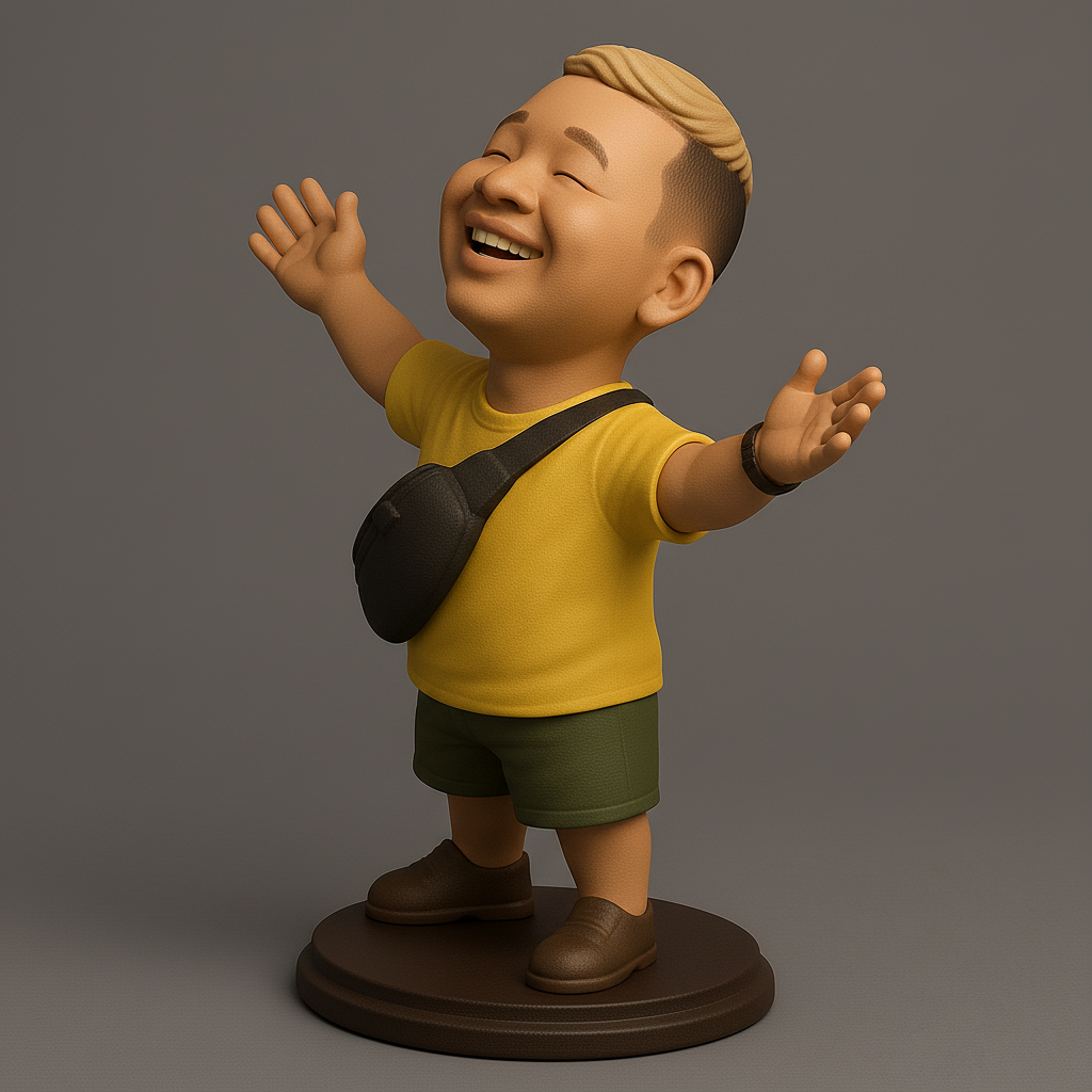 silhouette 3d printer maker-3d portrait printing_Joyful Figurine with Open Arms