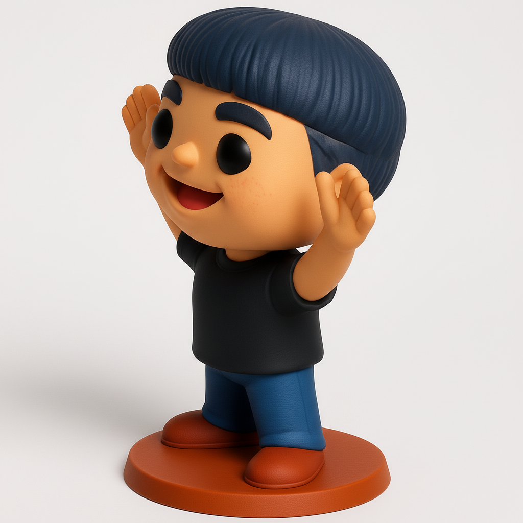 face anatomy 3d model-create 3d face model from photo_Joyful Waving Boy Figurine: Print Your Own Happy 