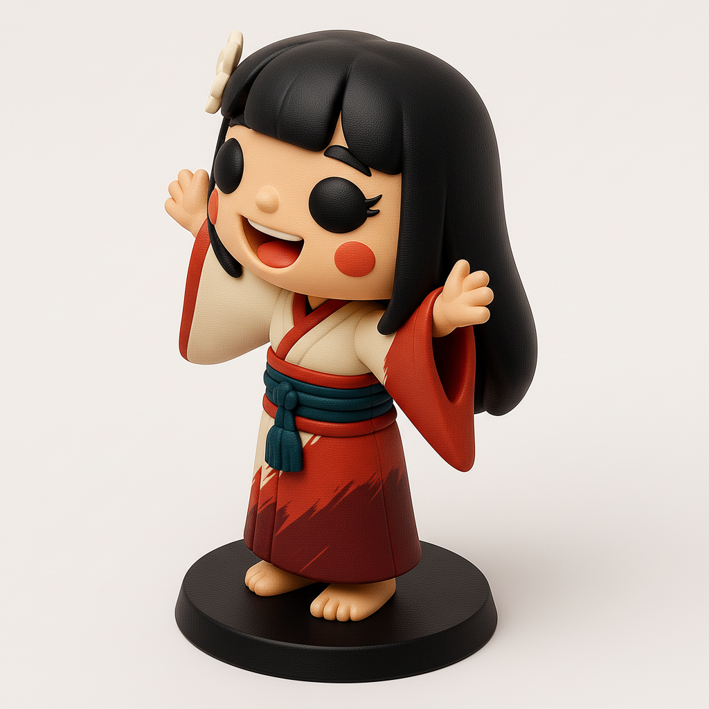 face to 3d model ai-3D portrait printing from photo_Joyful Kimono Girl Figurine: Easy Print, Great Decor!