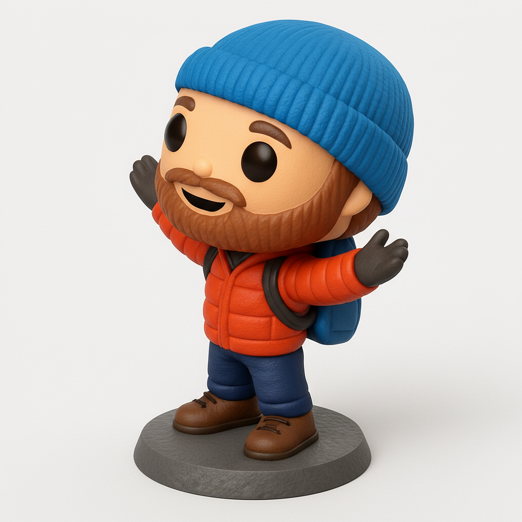 face anatomy 3d model-create 3d face model from photo_Friendly Hiker Funko Style: Your Next Adventure Buddy!