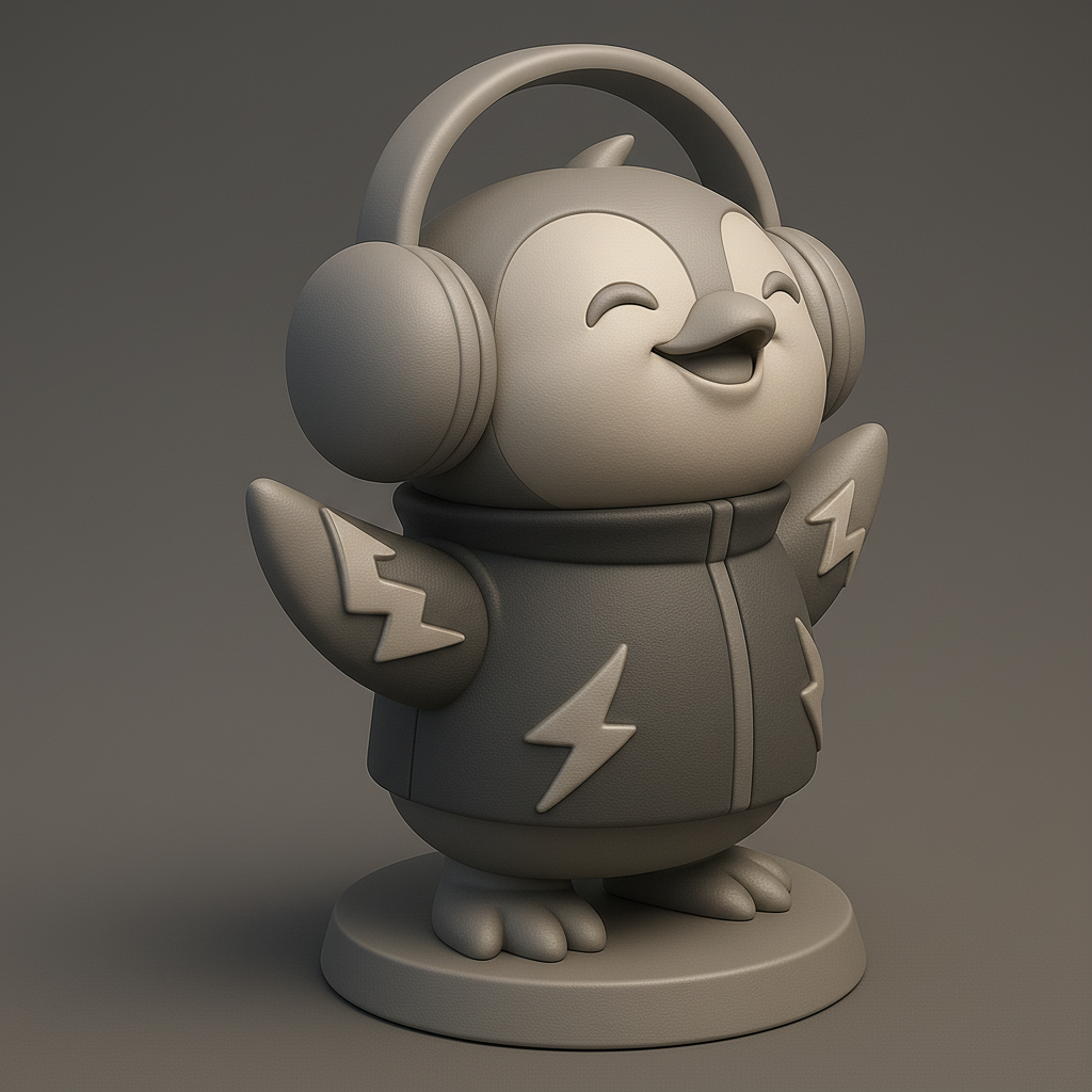 face anatomy 3d model-create 3d face model from photo_Cheerful Penguin with Headphones