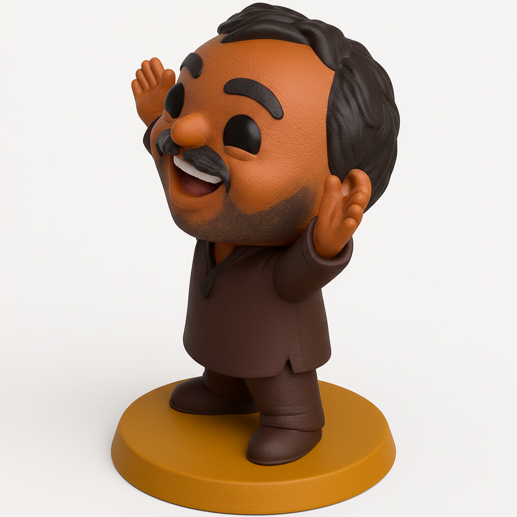 face to 3d model ai-3D portrait printing from photo_Happy V-Neck Man Chibi - Cheerful Desk Companion