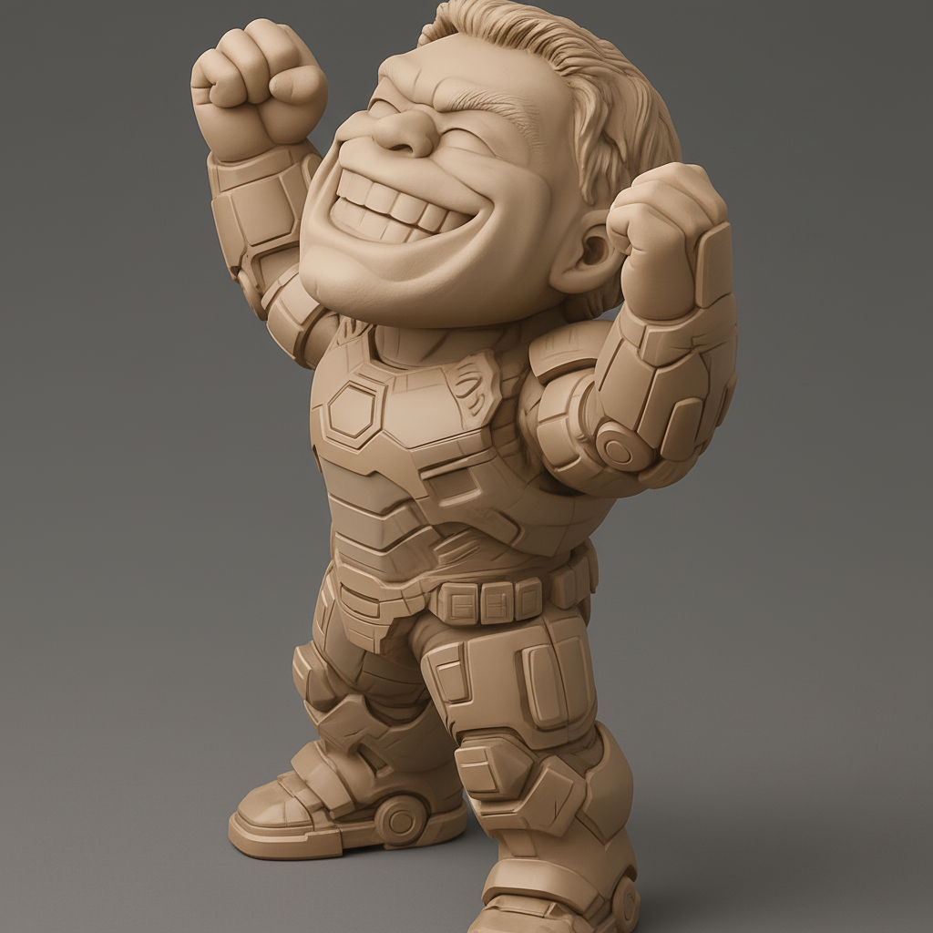 silhouette 3d printer maker-3d portrait printing_Heroic Pose 3D Figure for Printing