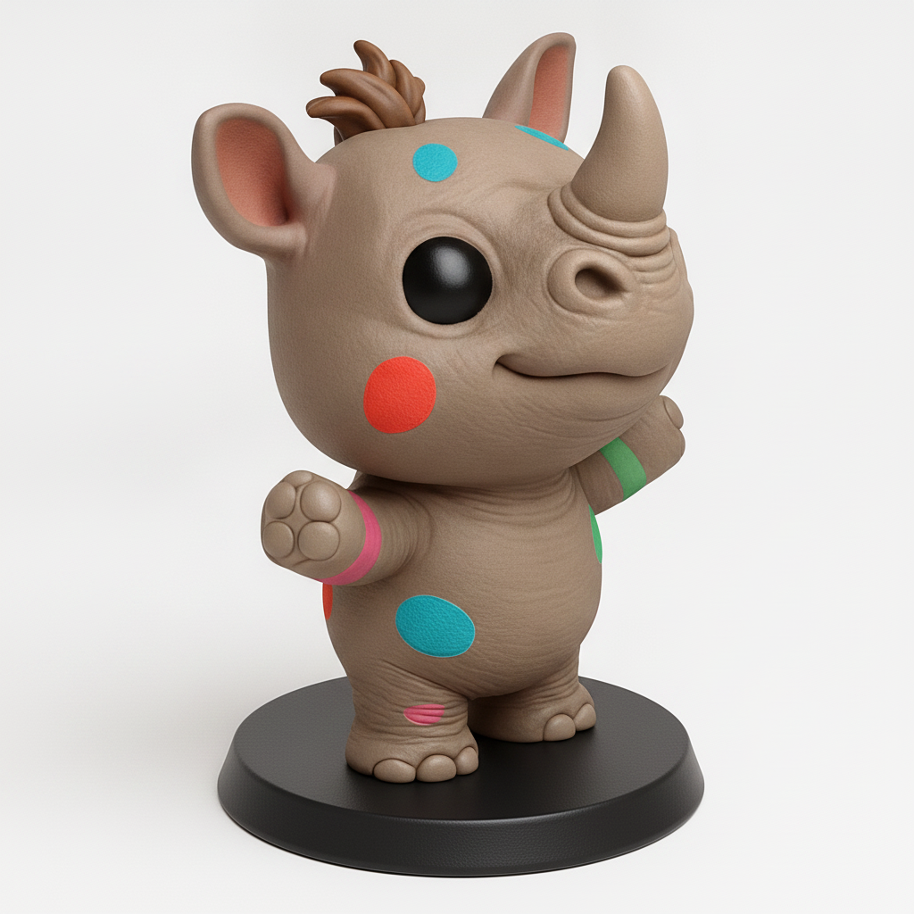 face anatomy 3d model-create 3d face model from photo_Happy Rhino Pal: Easy-Print Polka Dot Figurine!