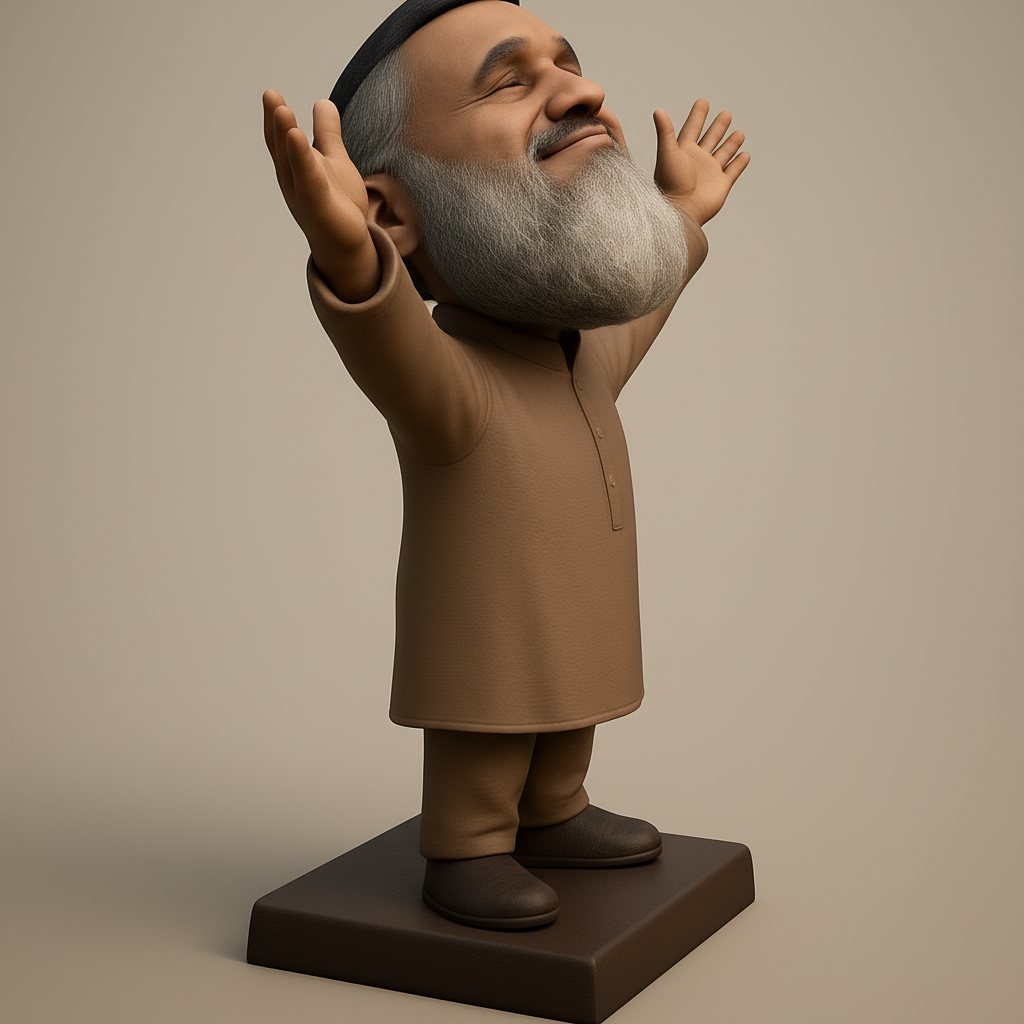 face to 3d model ai-3D portrait printing from photo_Uplifting Joy: Bearded Man Figurine