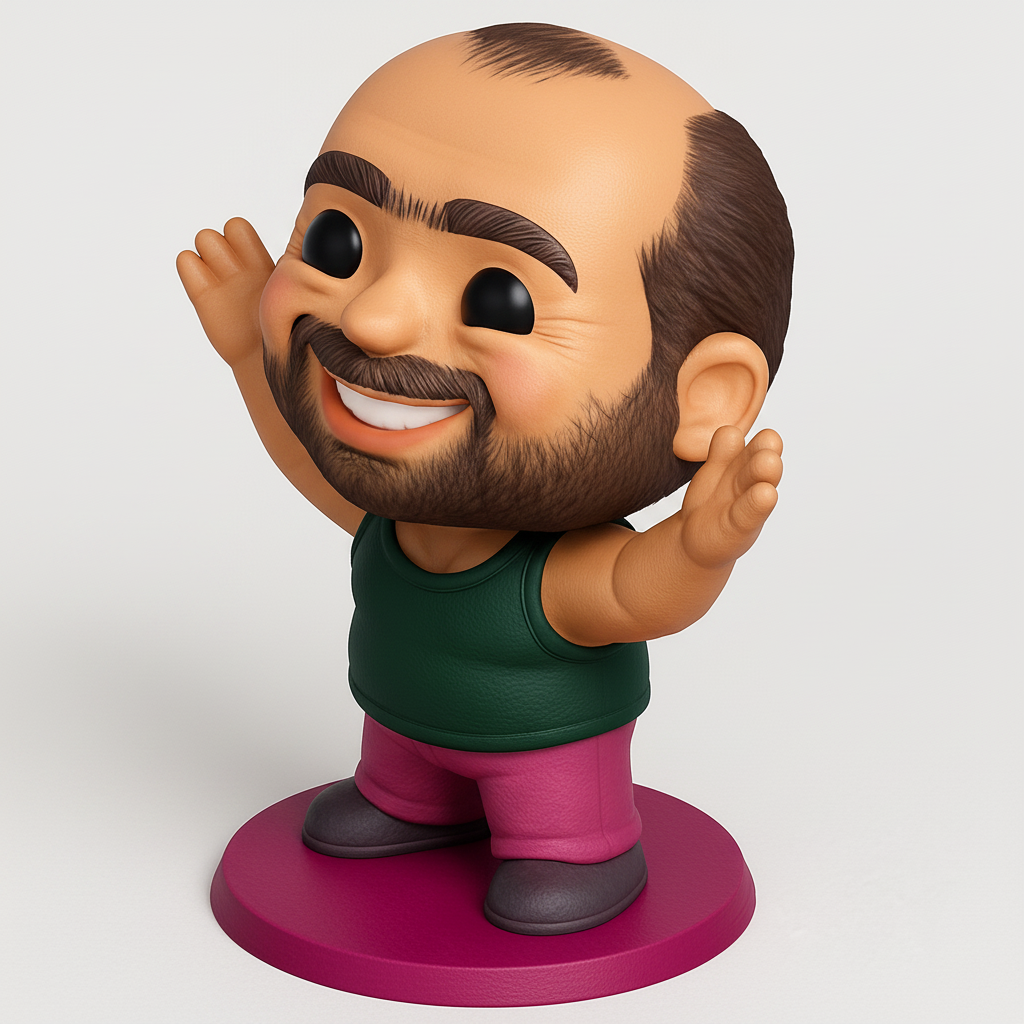 face to 3d model ai-3D portrait printing from photo_Vibrant Smiling Bearded Pal: Bring Joy to Your Desk!