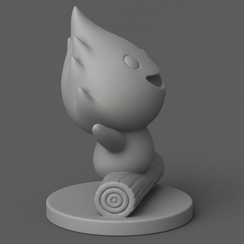 silhouette 3d printer maker-3d portrait printing_Cheerful Flame Character Figurine