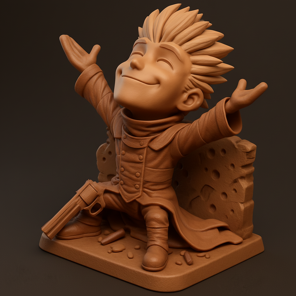 silhouette 3d printer maker-3d portrait printing_Joyful Adventurer Figurine