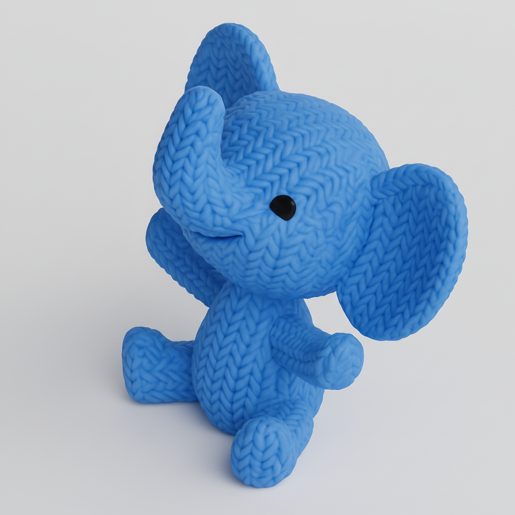 face to 3d model ai-3D portrait printing from photo_Comforting Knit-Look Elephant Buddy 3D Print