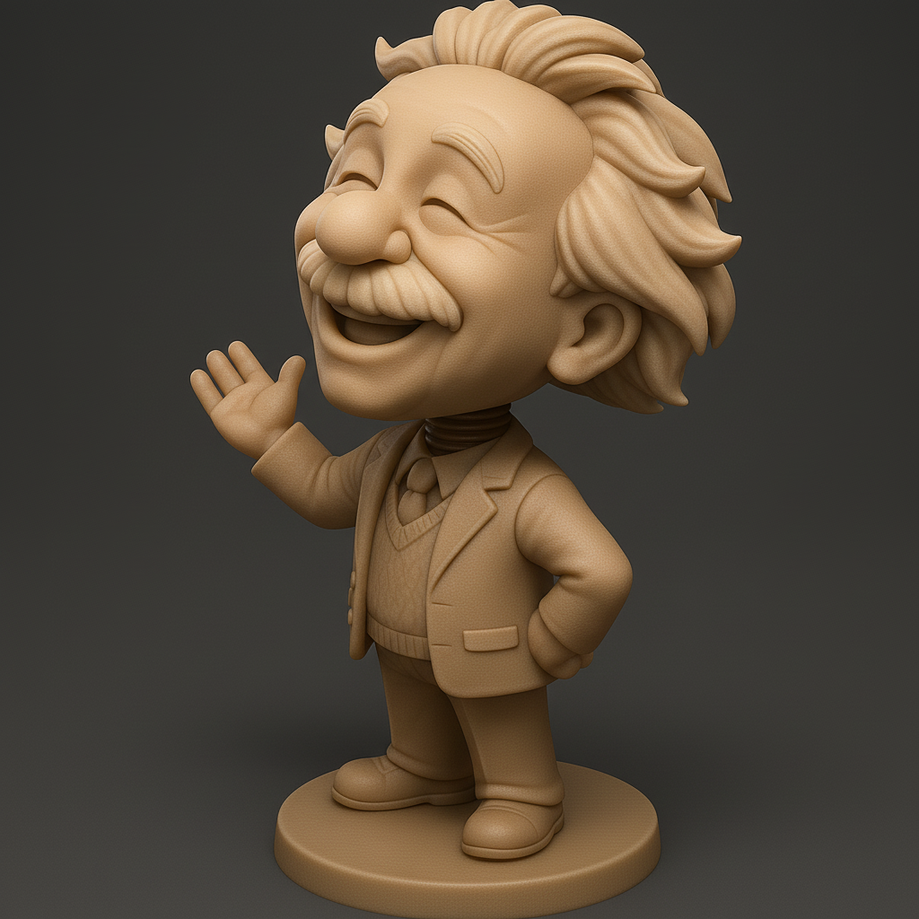 silhouette 3d printer maker-3d portrait printing_Whimsical Einstein Figurine for 3D Printing