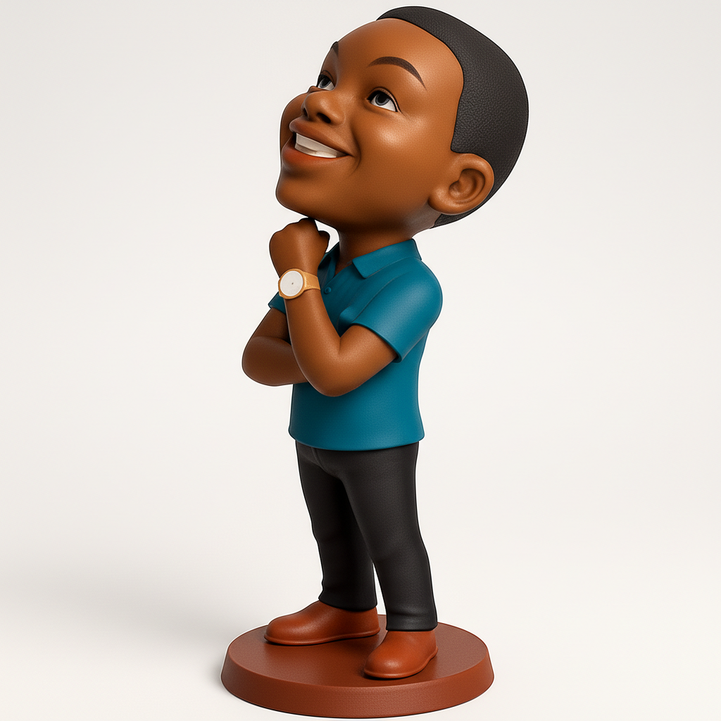 face to 3d model ai-3D portrait printing from photo_Inspired Young Thinker Bobblehead