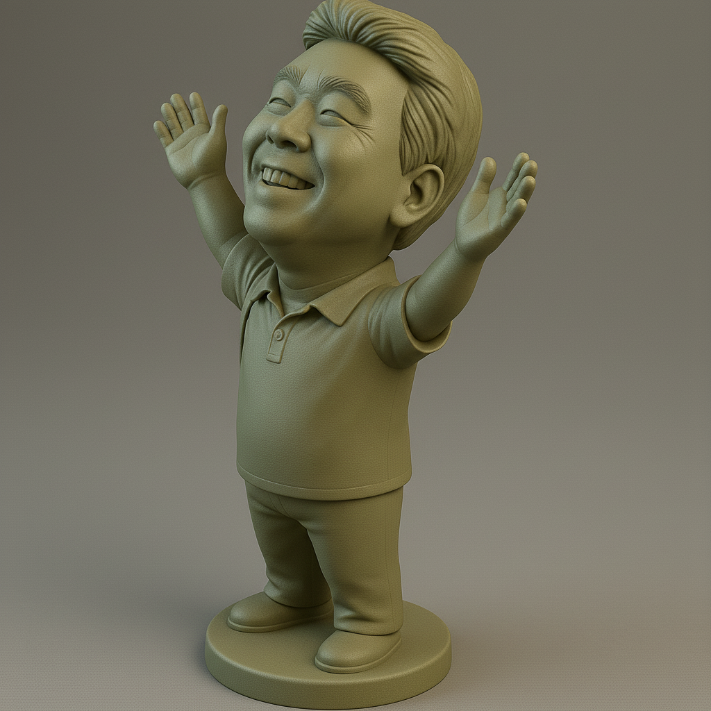 silhouette 3d printer maker-3d portrait printing_Joyful Figurine with Outstretched Arms