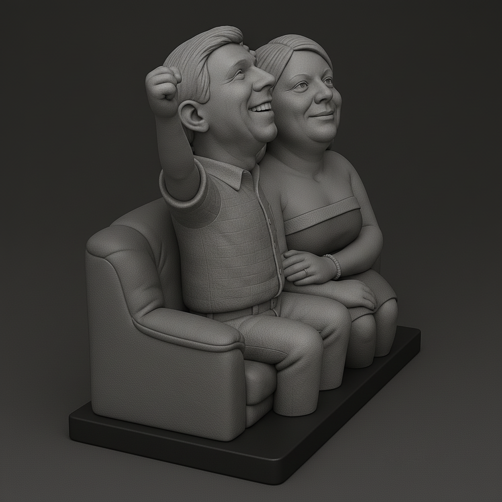 face anatomy 3d model-create 3d face model from photo_Joyful Couple on Couch Figurine