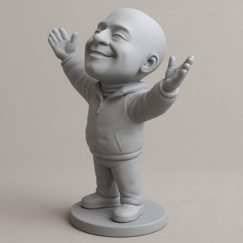 face to 3d model ai-3D portrait printing from photo_Joyful Embrace: Open Arms Happiness Figurine