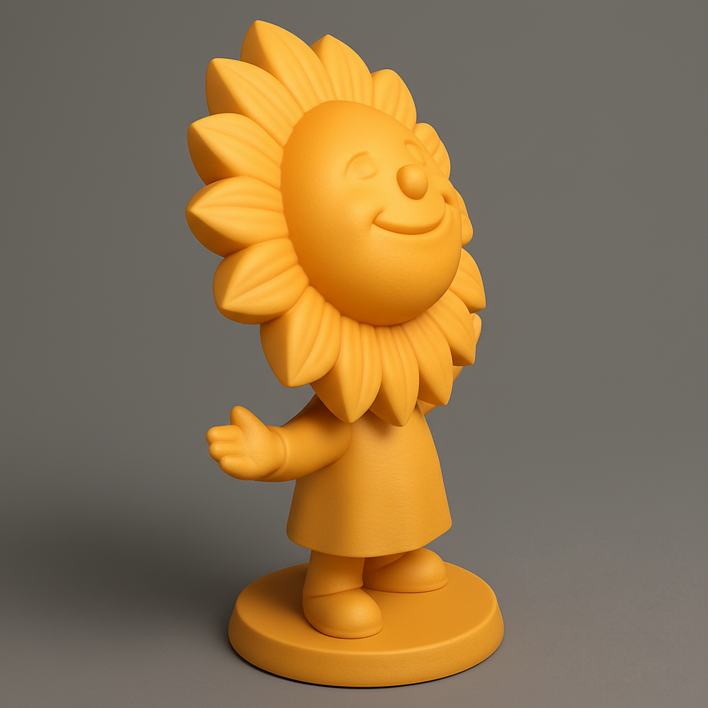 silhouette 3d printer maker-3d portrait printing_Cheerful Sunflower Character Model