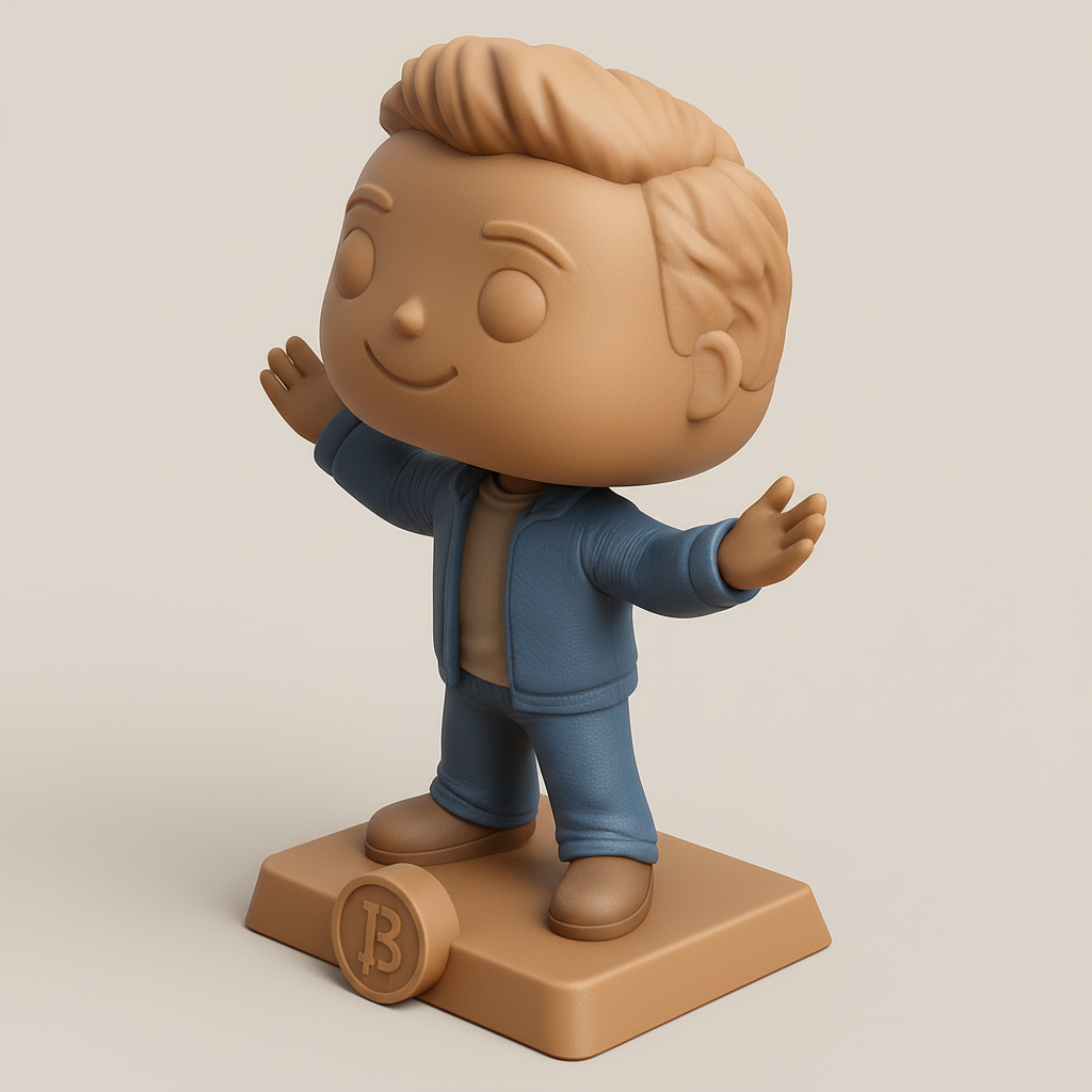 face to 3d model ai-3D portrait printing from photo_Smiling Crypto HODLer: Funko-Style Bitcoin Collectible