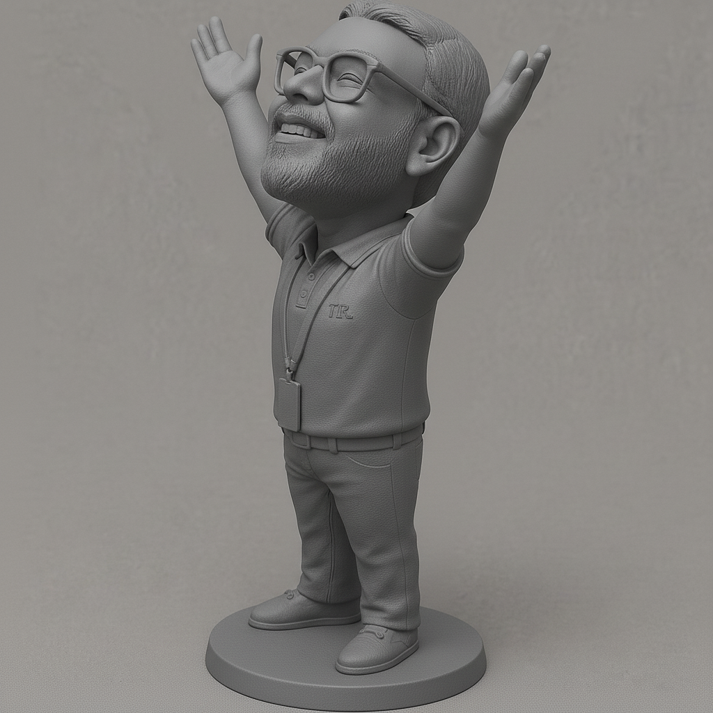 face anatomy 3d model-create 3d face model from photo_Joyful Character Figurine with Arms Raised