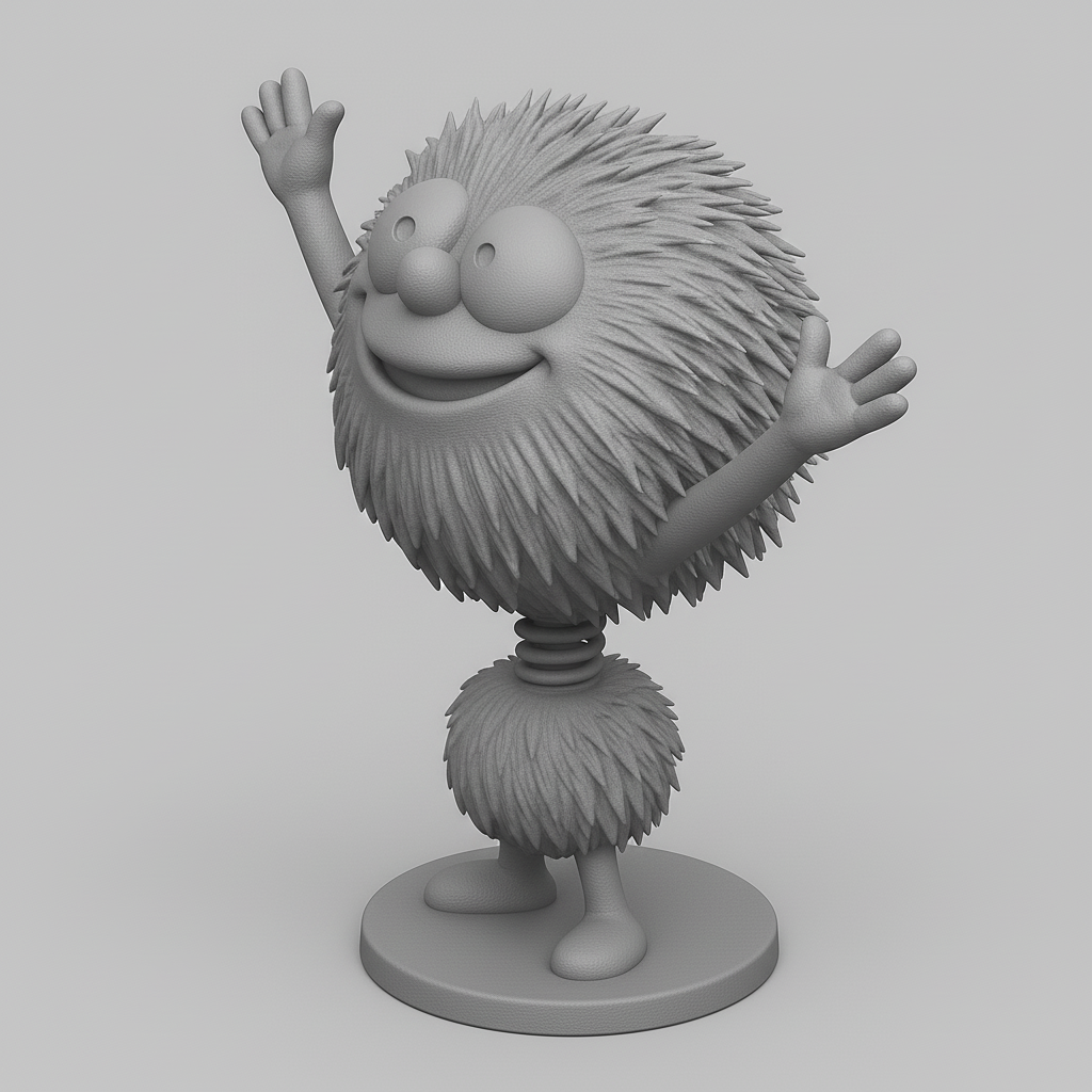 silhouette 3d printer maker-3d portrait printing_Fun Fuzzy Character with Spring Motion