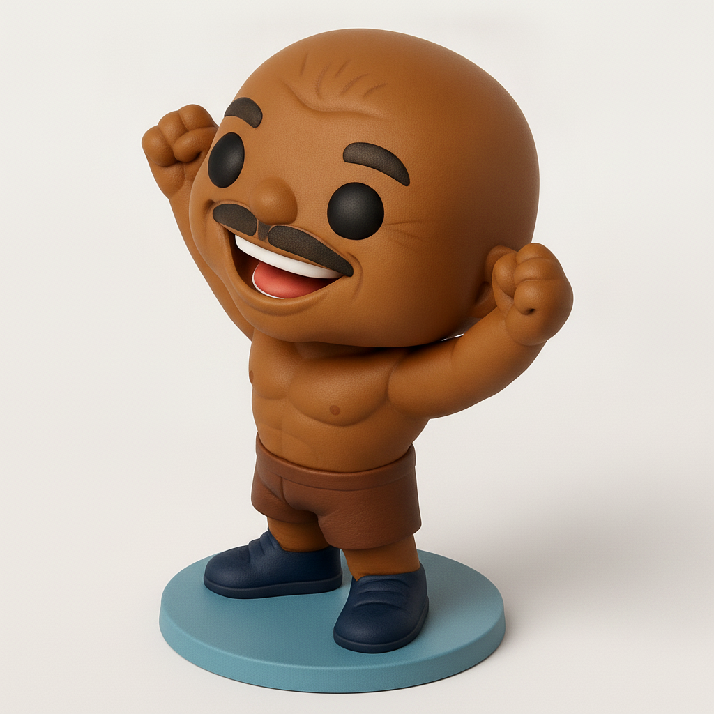 face anatomy 3d model-create 3d face model from photo_Mighty Moustache Strongman: Champion Pose 3D Collectible