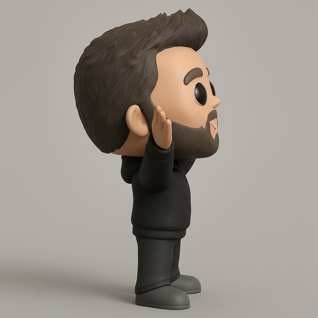 face to 3d model ai-3D portrait printing from photo_Charming Bearded Man Pop-Style Figurine 3D Model