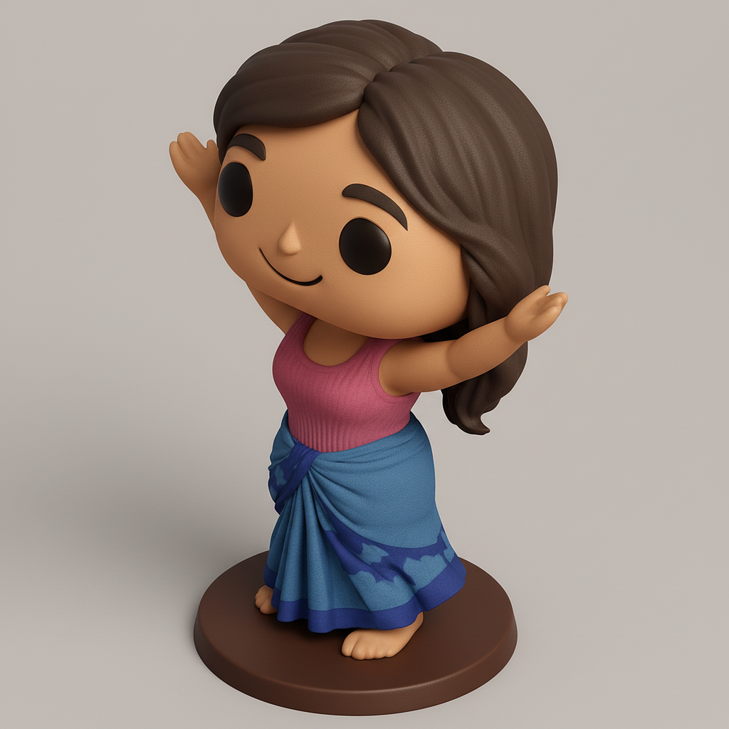 face anatomy 3d model-create 3d face model from photo_Cute Welcoming Woman Funko-Style Figurine