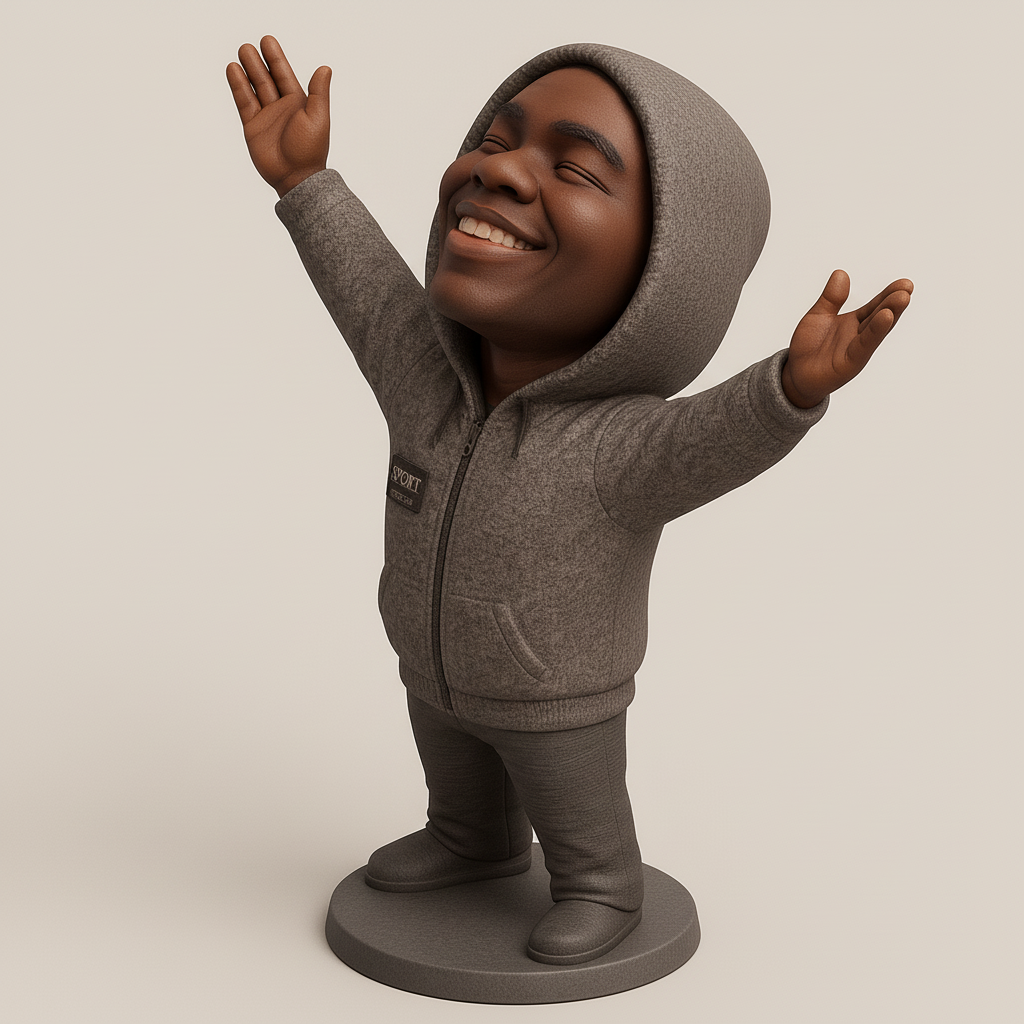 silhouette 3d printer maker-3d portrait printing_Joyful Hoodie Figure for 3D Printing