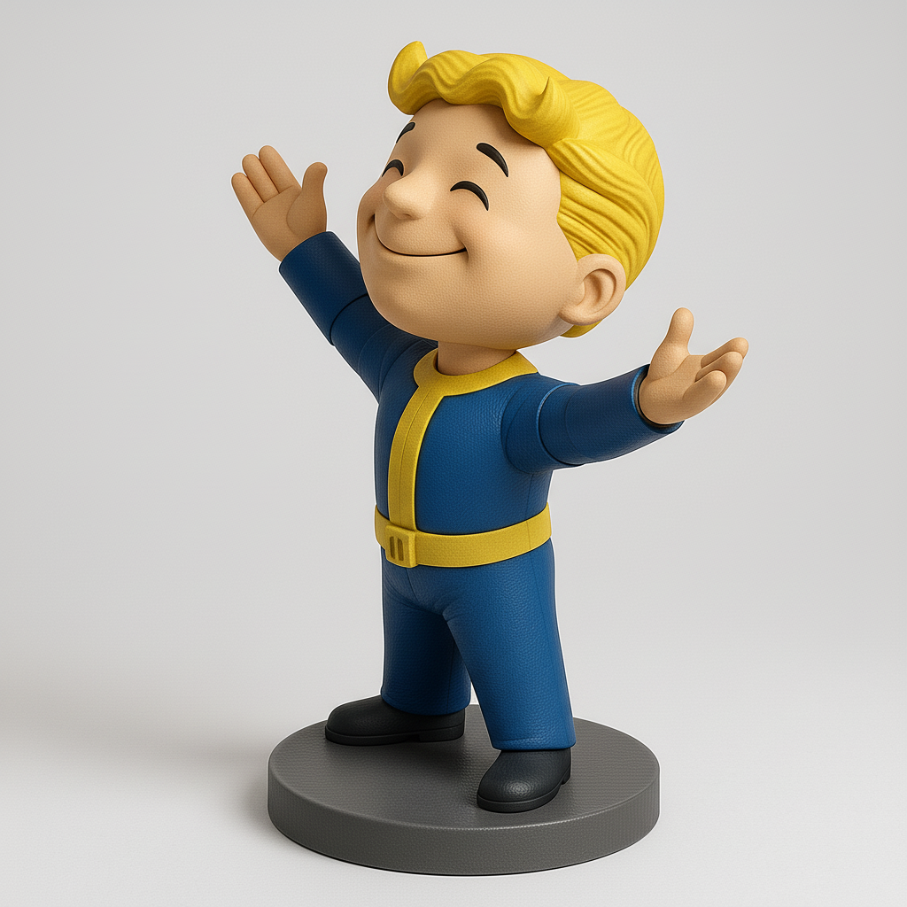silhouette 3d printer maker-3d portrait printing_Cheerful Vault Boy Figurine for Collectors