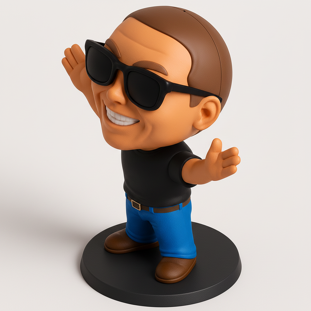 face to 3d model ai-3D portrait printing from photo_Bring Joy to Your Desk: Smiling Bobblehead Character