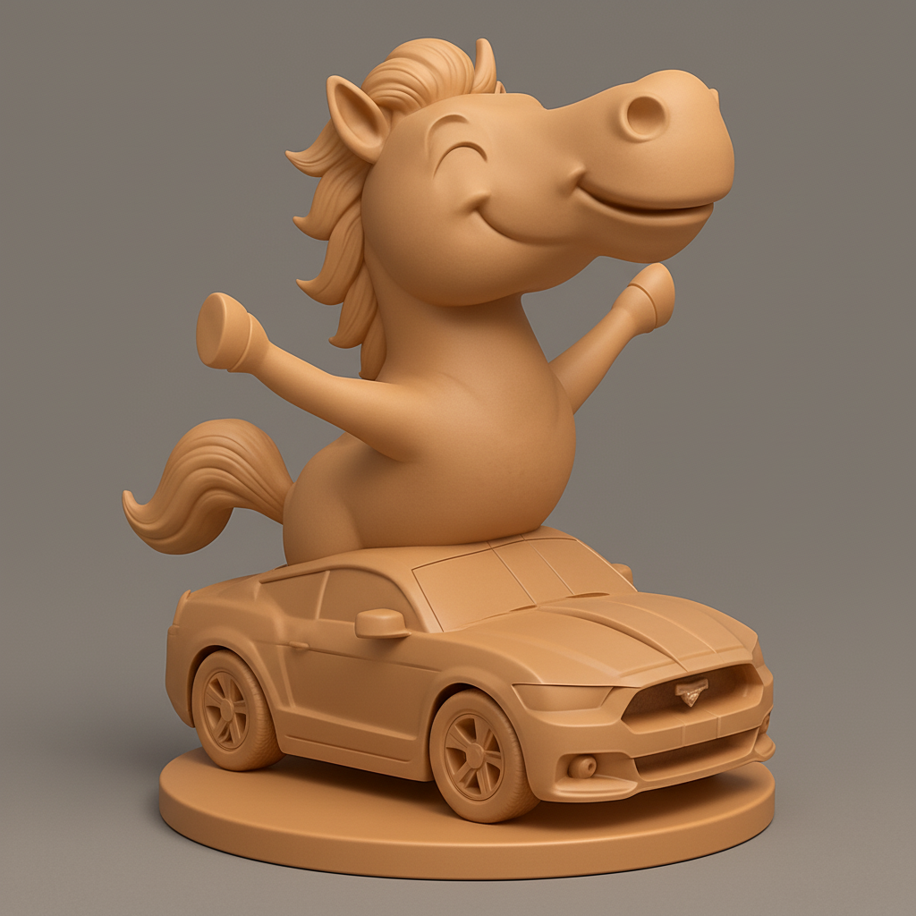 face anatomy 3d model-create 3d face model from photo_Joyful Horse on Car Figurine