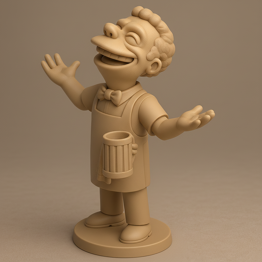 face anatomy 3d model-create 3d face model from photo_Cheerful Bartender Figurine