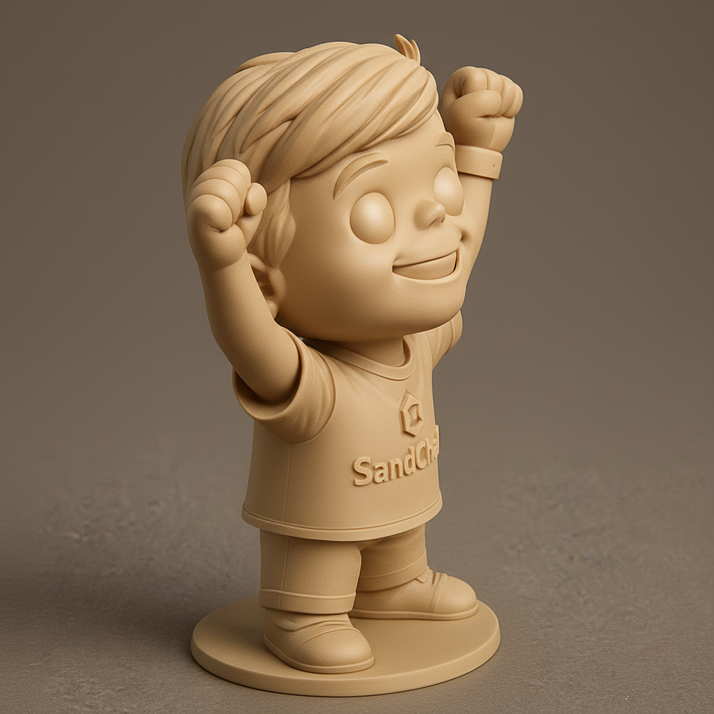 face to 3d model ai-3D portrait printing from photo_SandChalk Victory Boy: Celebrate with Your Favorite Mascot!