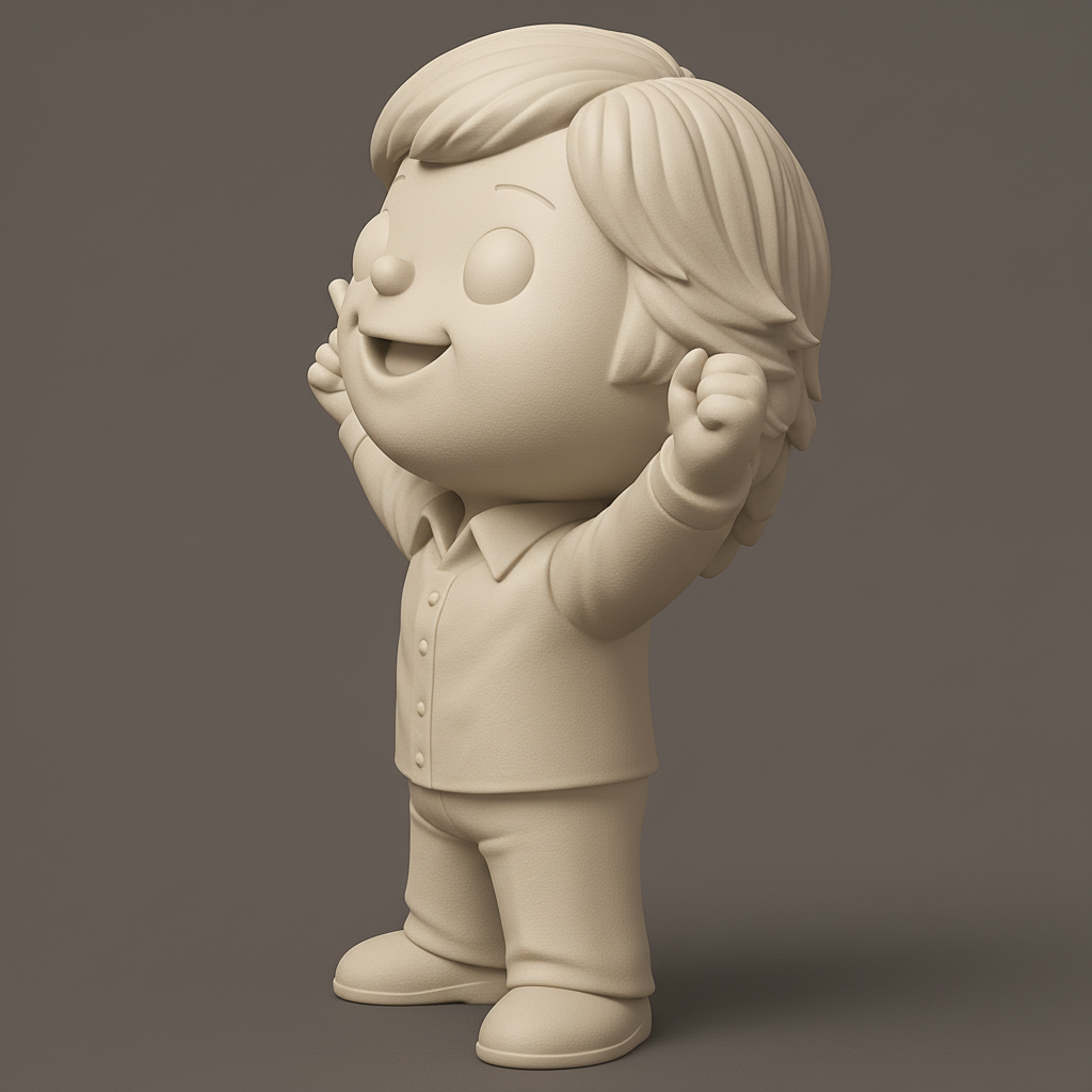 face to 3d model ai-3D portrait printing from photo_Optimistic Chibi Character - 3D Printable Joy