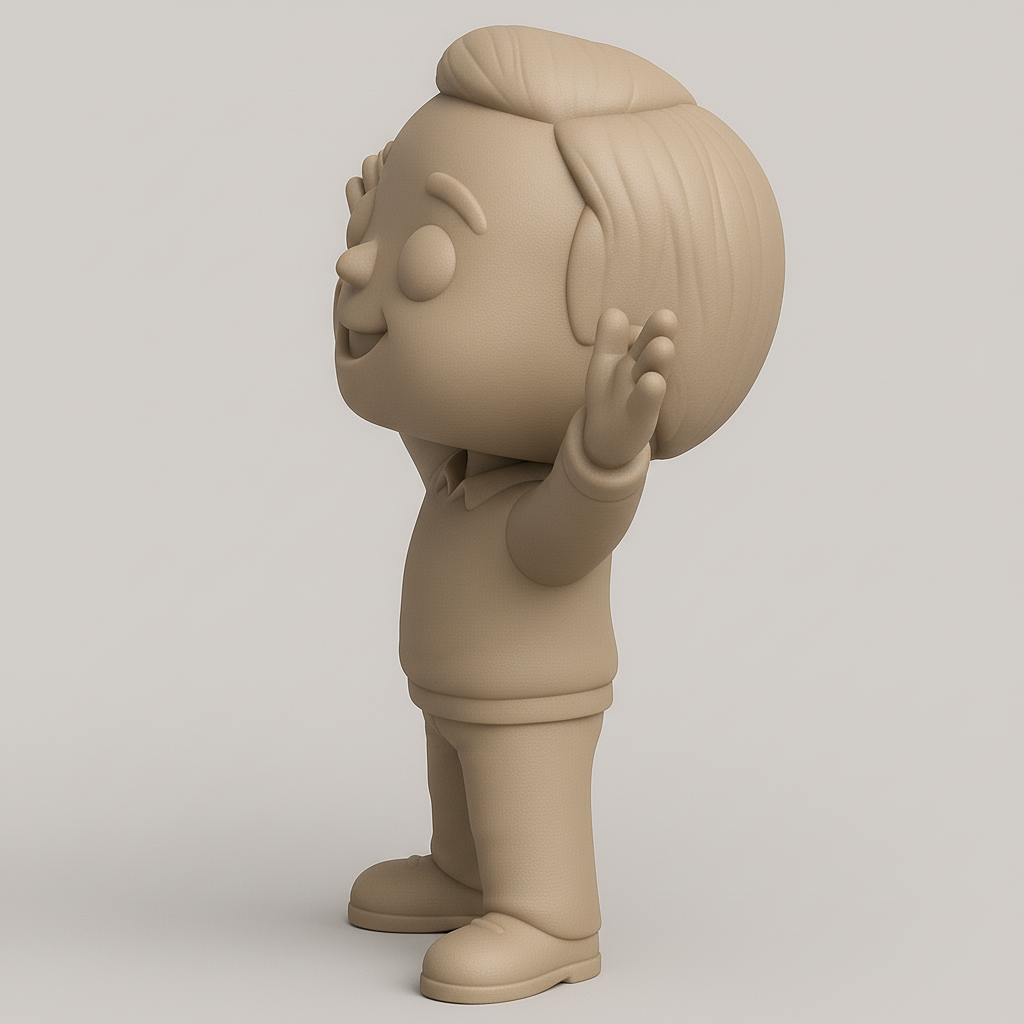 face to 3d model ai-3D portrait printing from photo_Friendly Waving Boy Figurine - Joyful Desk Companion