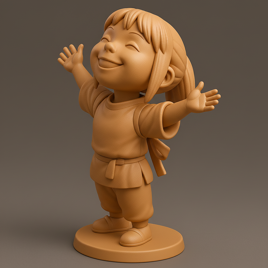silhouette 3d printer maker-3d portrait printing_Joyful Child Figurine for 3D Printing