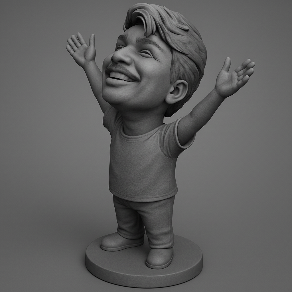 silhouette 3d printer maker-3d portrait printing_Joyful Spirit Bobblehead: A Smile for Your Desk