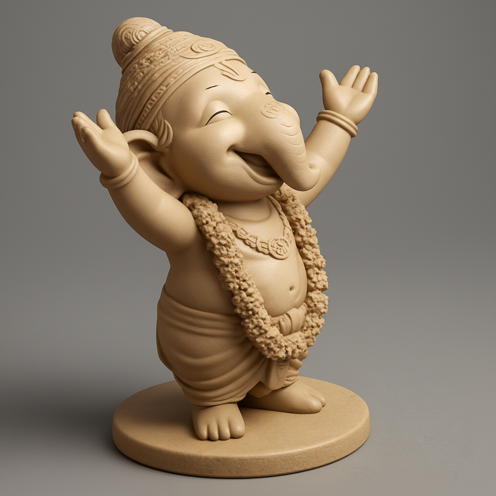face anatomy 3d model-create 3d face model from photo_Happy Joyful Ganesha Idol - Easy 3D Print Sculpture