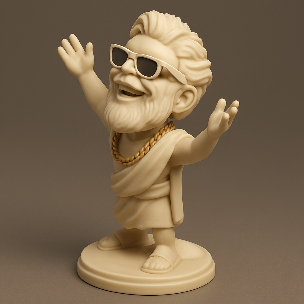 face to 3d model ai-3D portrait printing from photo_Swag Zeus Figurine: Ancient Wisdom, Modern Cool