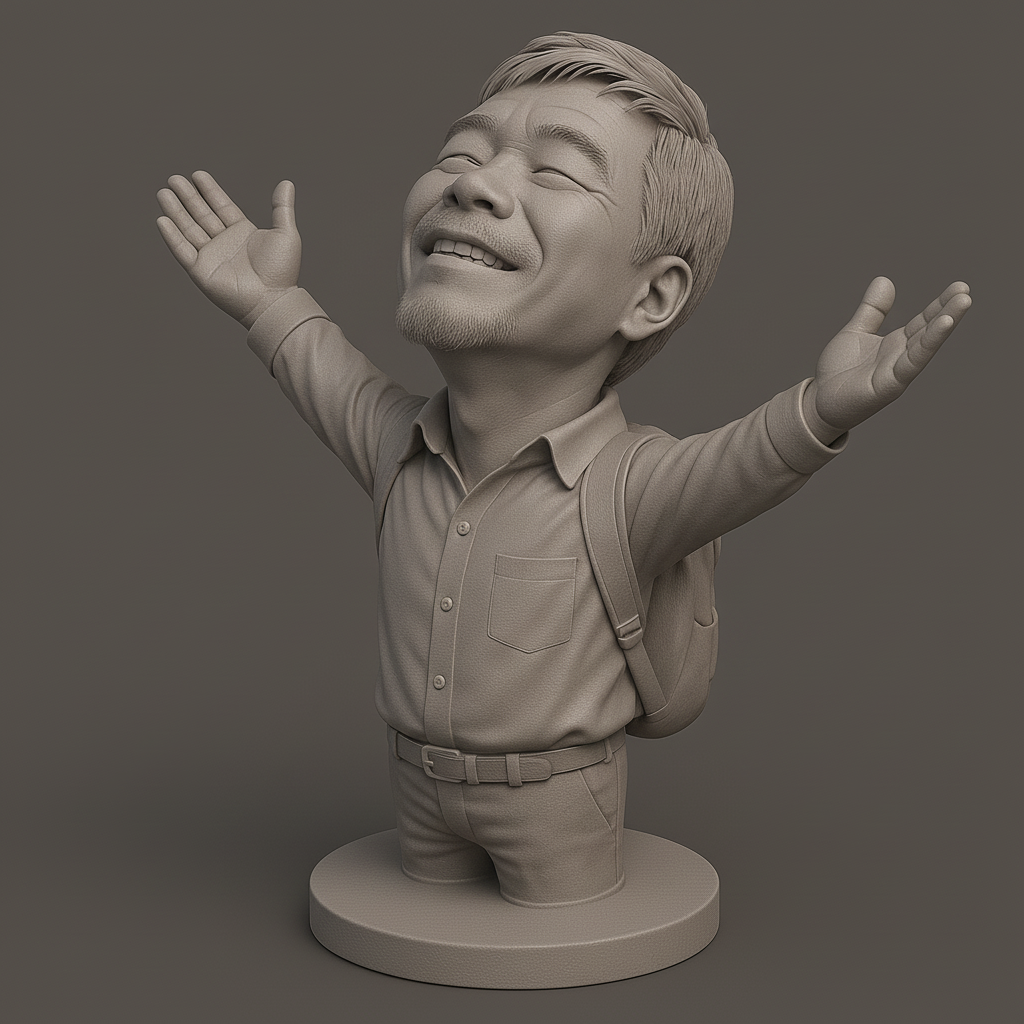 face anatomy 3d model-create 3d face model from photo_Joyful Traveler Figurine