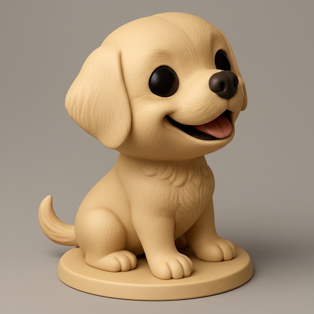 face to 3d model ai-3D portrait printing from photo_Joyful Golden Retriever Puppy - Easy Print!