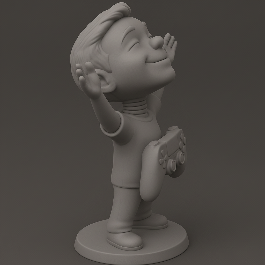 face anatomy 3d model-create 3d face model from photo_Triumphant Gamer Statue: Joyful Desk Companion!