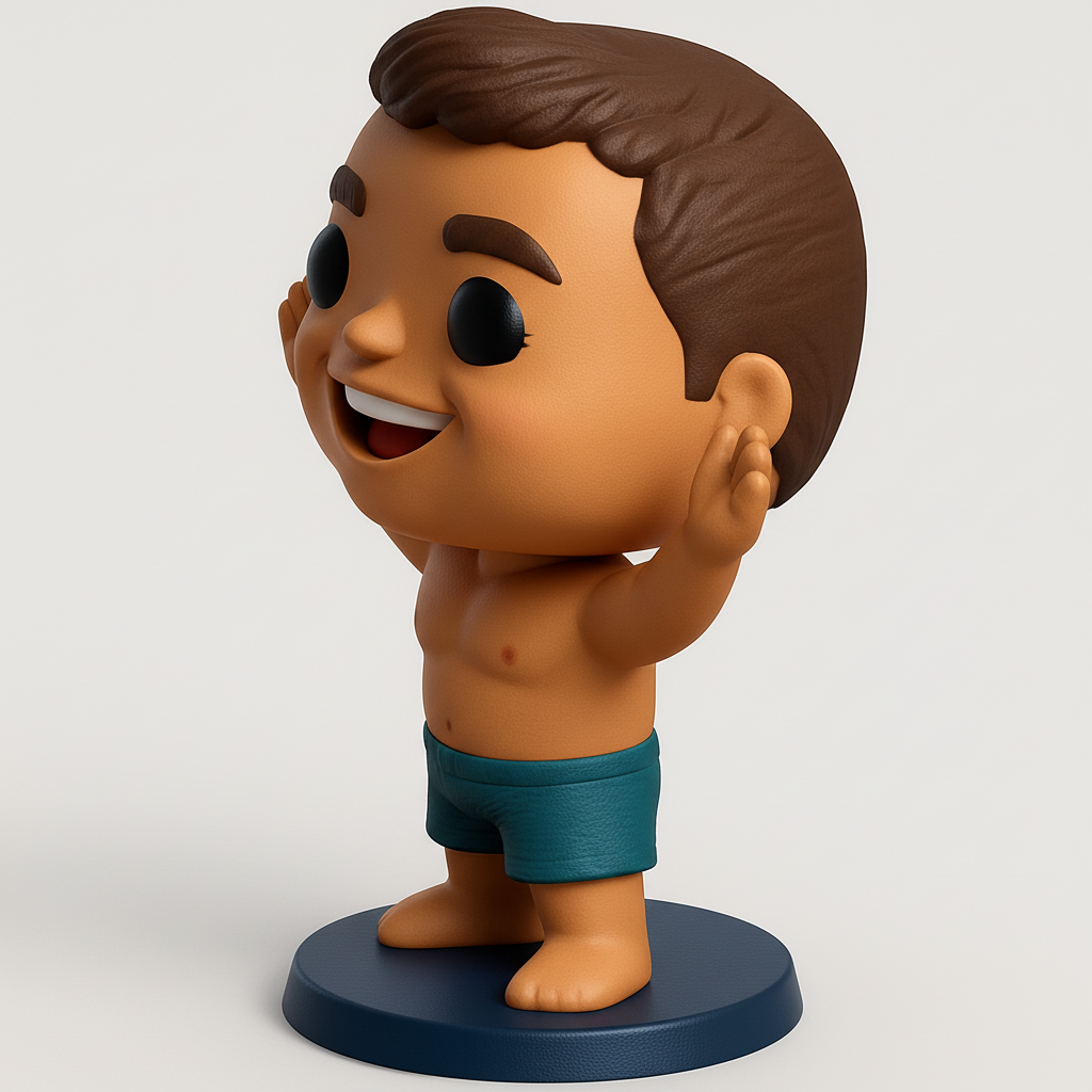 face to 3d model ai-3D portrait printing from photo_Joyful Swimmer Figurine - Funko Style Print
