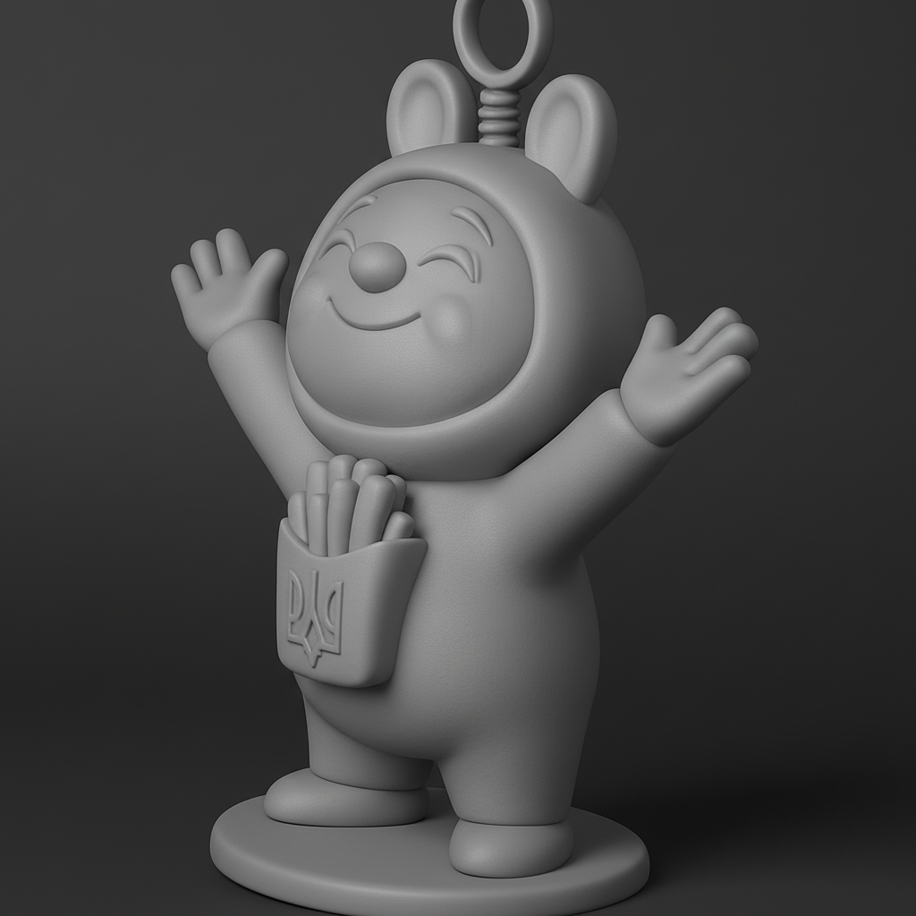 silhouette 3d printer maker-3d portrait printing_Happy Ukrainian Mascot w/ Fries & Trident