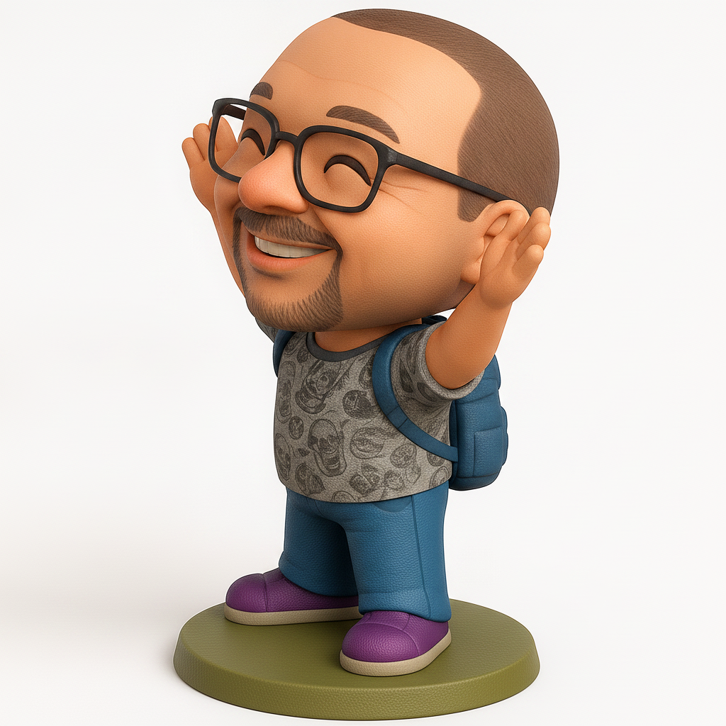 face to 3d model ai-3D portrait printing from photo_Happy Man Bobblehead Figurine | Desk Buddy & Gift