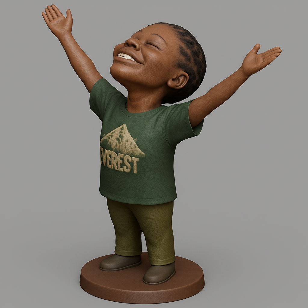 silhouette 3d printer maker-3d portrait printing_Everest Joy: Celebratory Child Bobblehead Statue