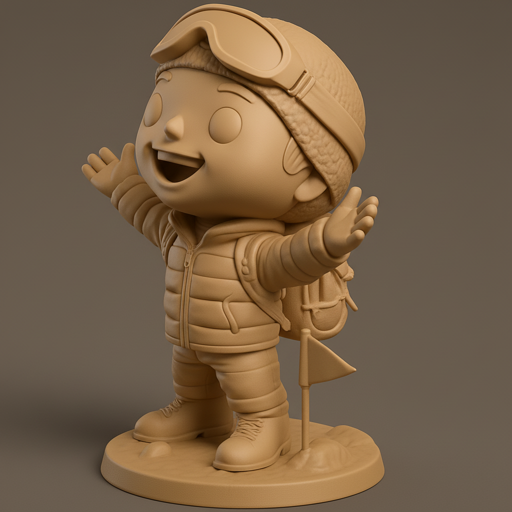 face to 3d model ai-3D portrait printing from photo_Chibi Summit Explorer: Happy Adventurer Figurine