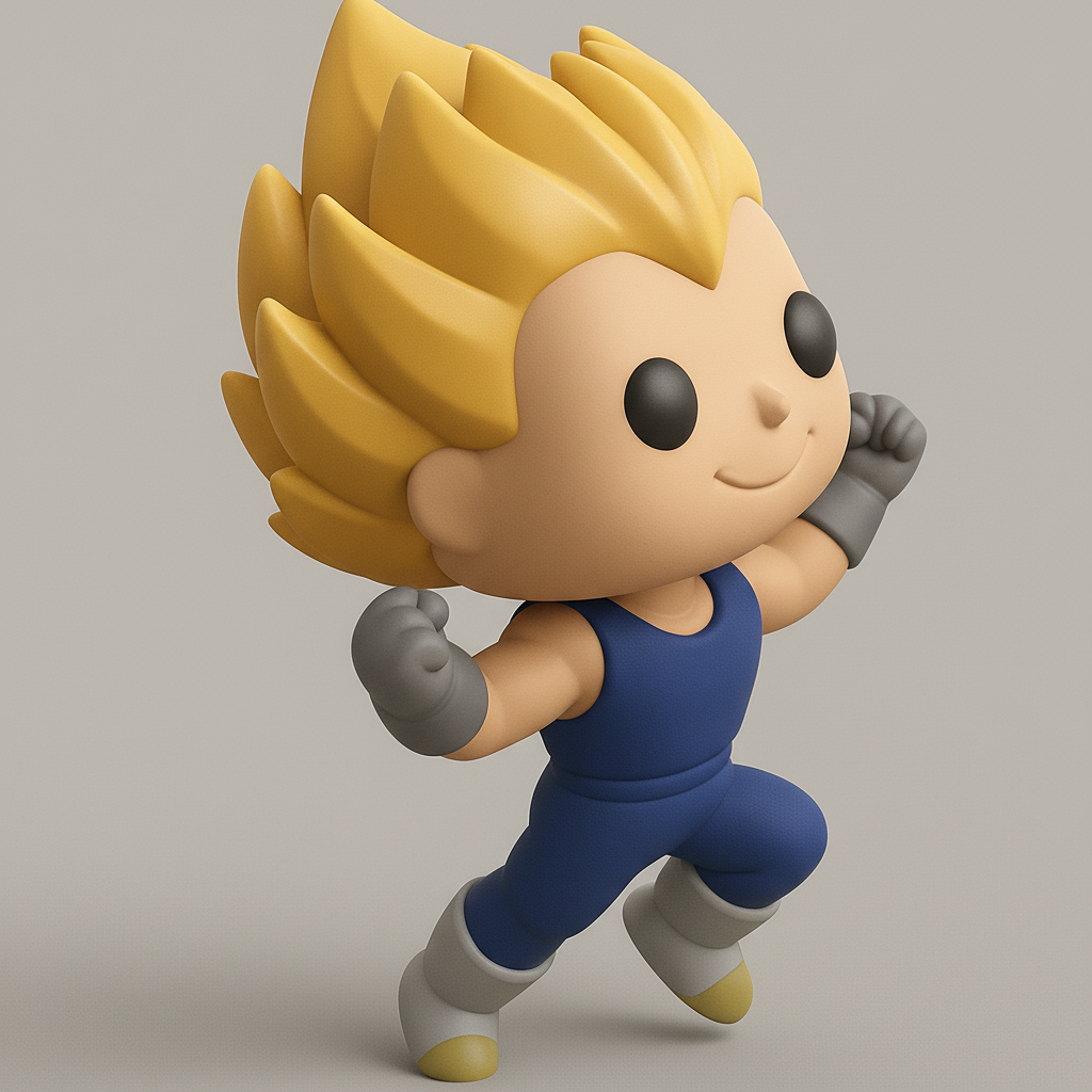 face to 3d model ai-3D portrait printing from photo_Unleash the Saiyan! Dynamic Super Saiyan Vegeta Pop