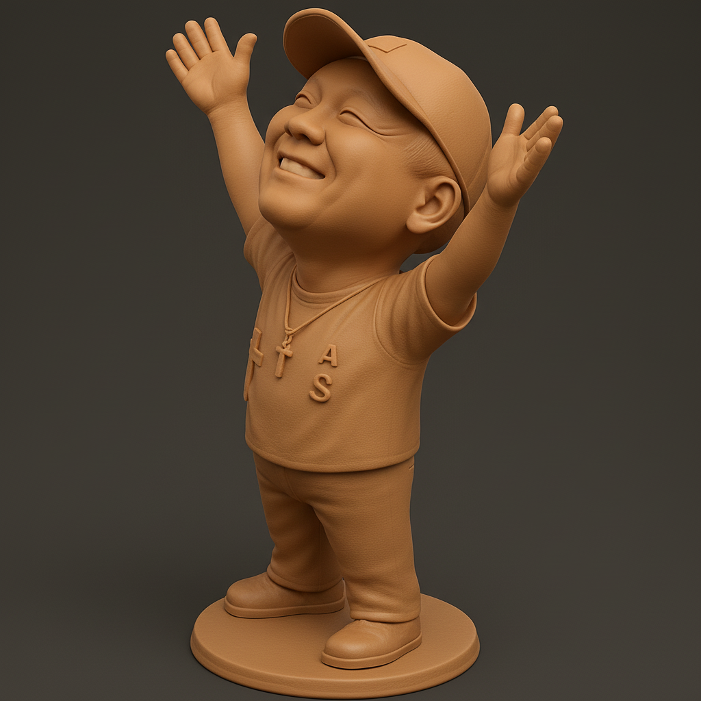 silhouette 3d printer maker-3d portrait printing_Joyful 3D Kid Figurine with Open Arms